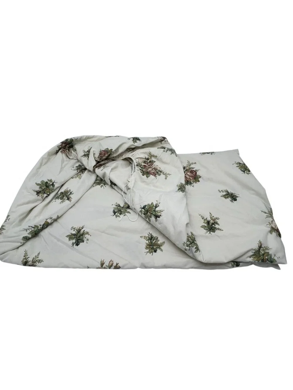 Dan River Cal King Floral Fitted Sheet Beige Green Flower Cotton Blend Bedding